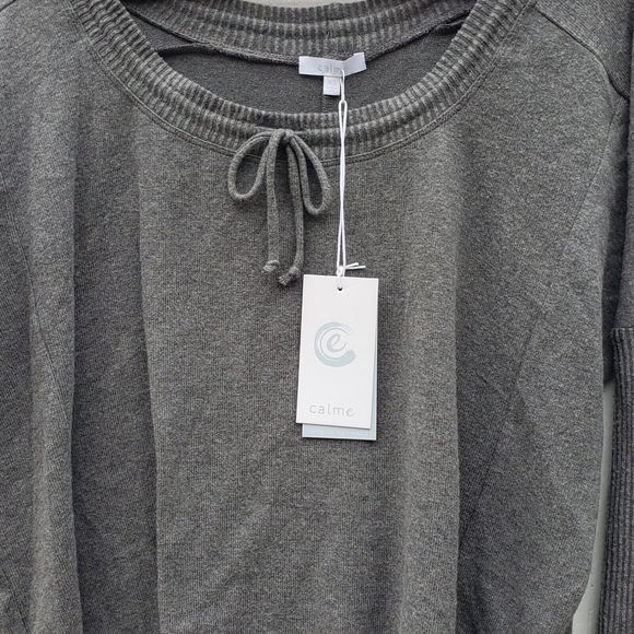 JOHNNY WAS CALME Tunnel Drawstring Crop Sweater Grey Size L NEW - $138 - Picture 6 of 8
